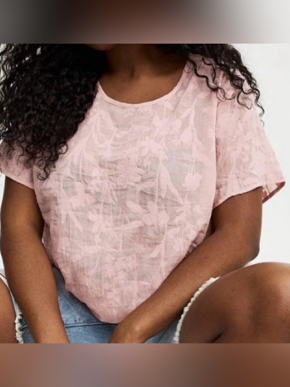 Torrid Abbey Cap Sleeve Sheer Blouse in Blush Pink
